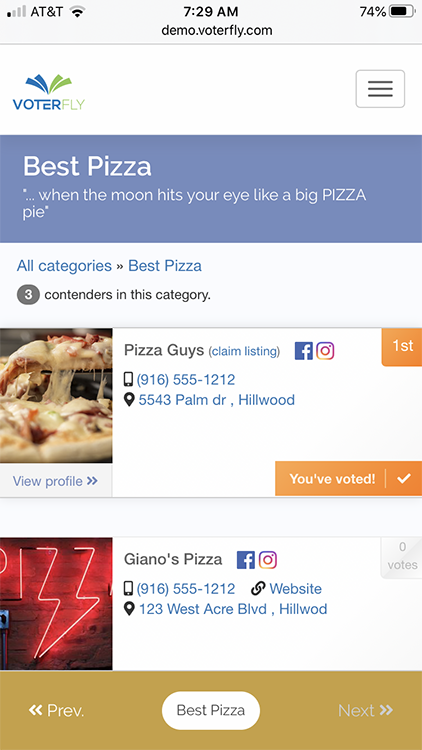Vote for the Best Pizza Screenshot